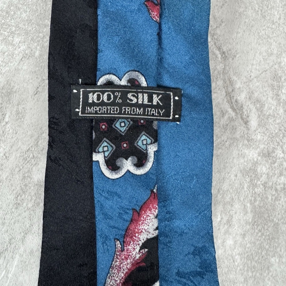 Vintage 1980s Italian All Silk Hand Made Mens Tie Made USA RARE - Picture 3 of 8